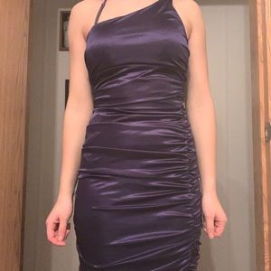 Purple silk tight dress